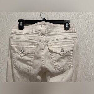 True Religion white denim bootcut flare jeans rhinestone